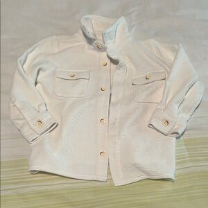 Toddler boy 3T off white button up waffle shirt long sleeve
